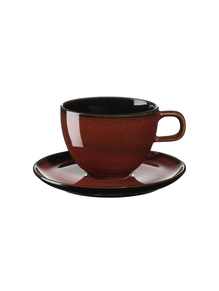 Geschirr kolibri | Kaffeetasse Mit Unterteller, Rusty Red